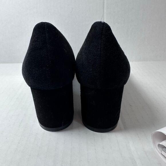 Womans Aerosoles heelrest rockstar black suede silver chain heels size 6.5 - Picture 3 of 6